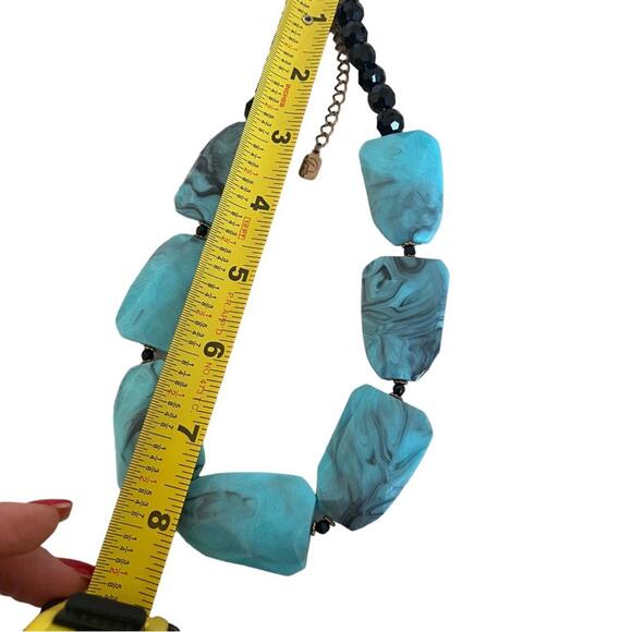 You and I necklace chunky adjustable tie dye faceted beads blue and black - Picture 8 of 10